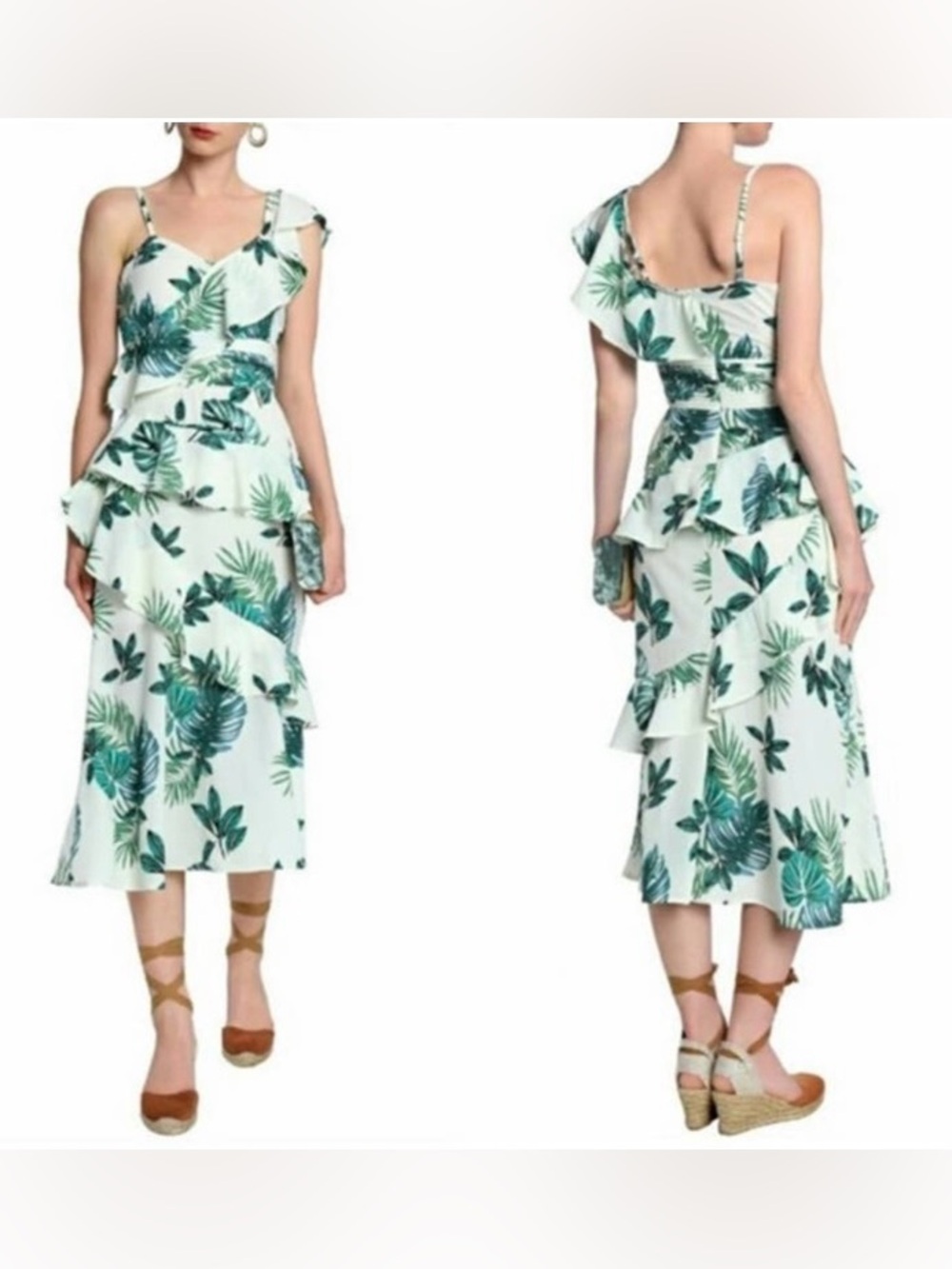 NWT Walter Baker Palm Printed Ruffle Dress size XS